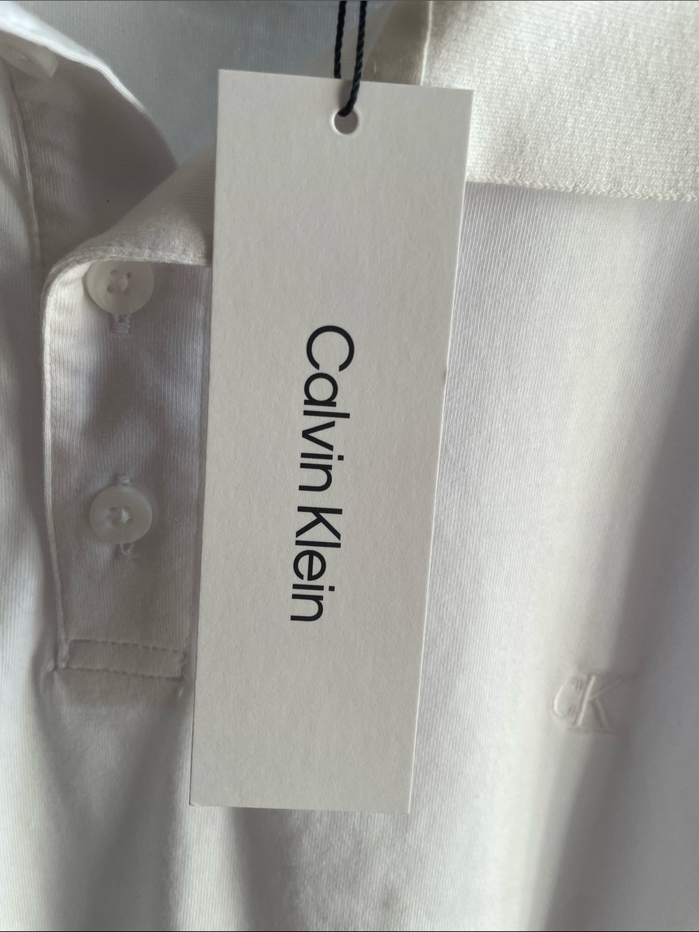 Calvin Klein Men's White Polo Shirt - Short Sleeve Classic - Picture 3 of 5